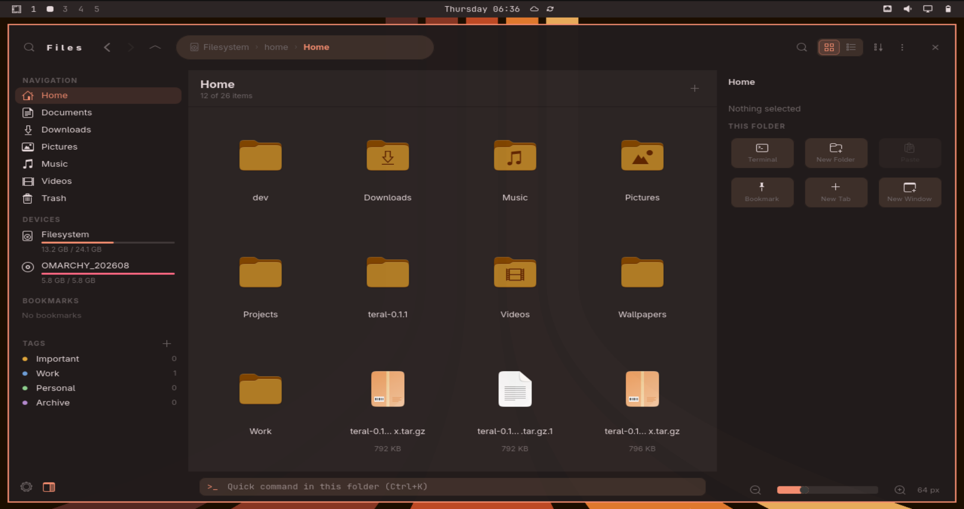 Teral integrated with the warm Omarchy theme